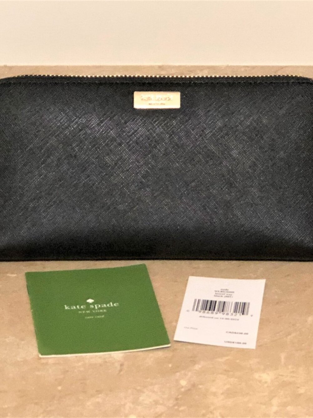 Kate Spade Black Nada Laurel Way Continental Zip Around Wallet
